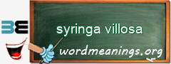 WordMeaning blackboard for syringa villosa